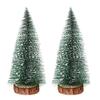 Mini Christmas Trees Snow Frost Flocked Bottle Brush Tree with Wooden Base Small Artificial