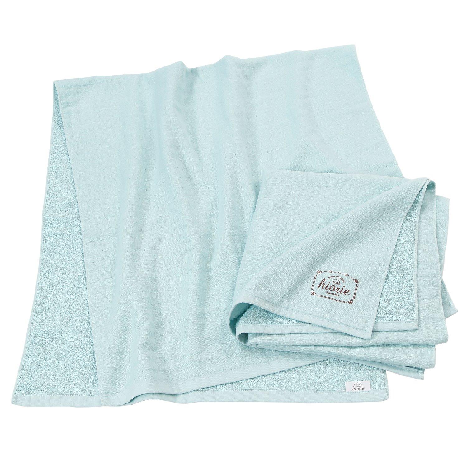 

hiorie Bath Natural Gauze Set of Ice Senshu Towel Japanese-Made Towels, Towels, 2, Blue,