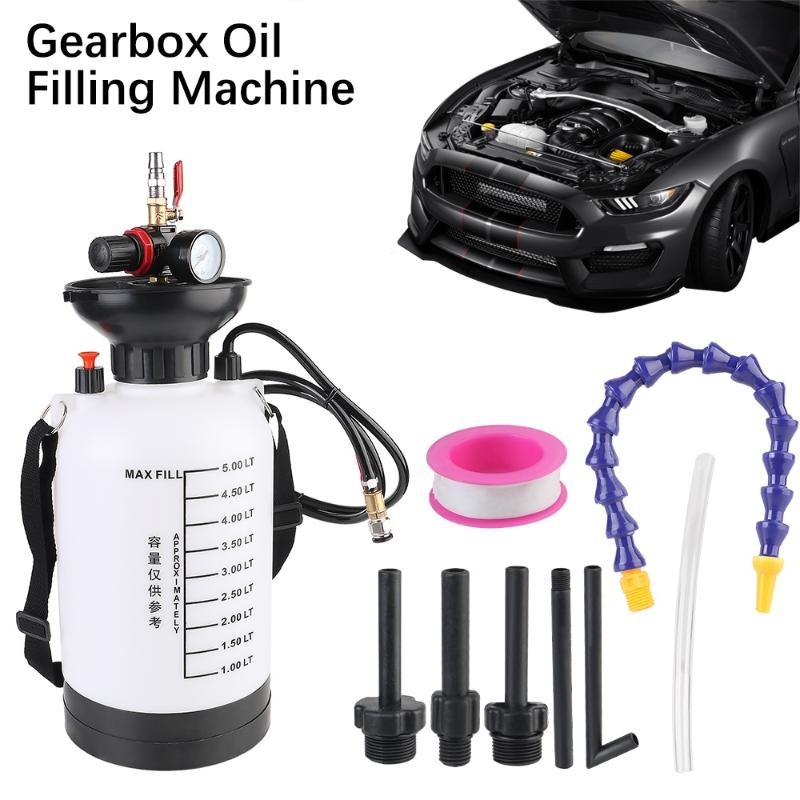 5L Pumpe Ölwechsel Auto Kraftstoffbefüllung Bremsflüssigkeit Betankung Hochdruckmanometer 150Psi 1/4" Adapter Pneumatische Ölpumpe Werkstattwerkzeug