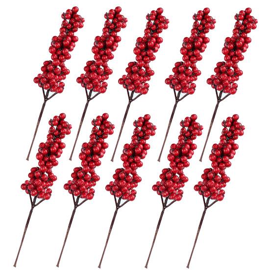 

Рождественские ягоды Портативные прочные имитация рождественских ягод Имитация красных ягодных стеблей Поделки Ягодные стебли для дома красный