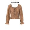 JOY SPEAKER Women's Square-Neck Long-Sleeve Casual Shirt