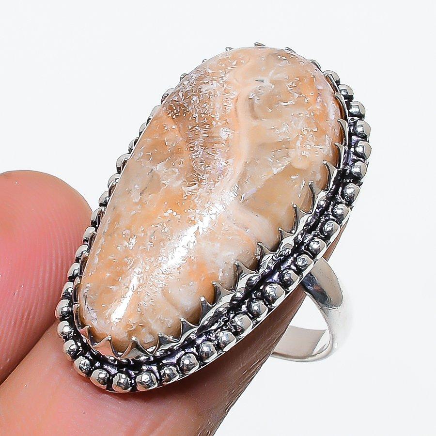 

Septarian Stone Gemstone Handmade 925 Sterling Silver Jewelry Ring Size 9.5 SU-10462