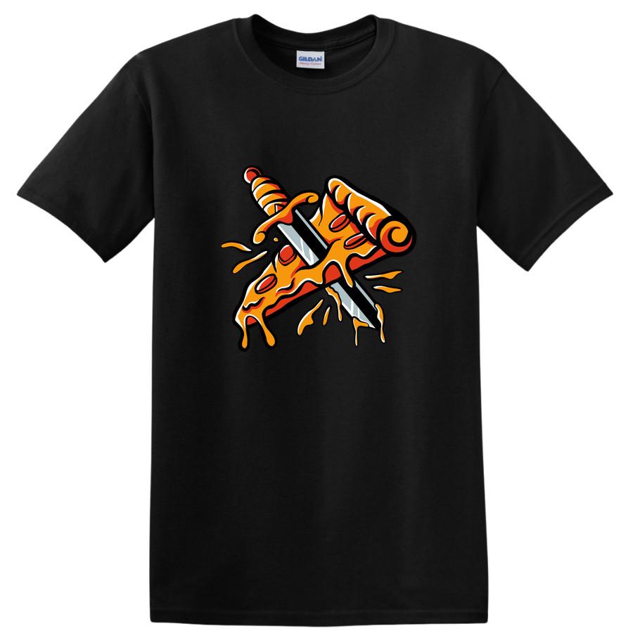 Pizza Slice W/ Sword Graphic Funny T Shirt Cool Foodie Tee Design Food Lover
