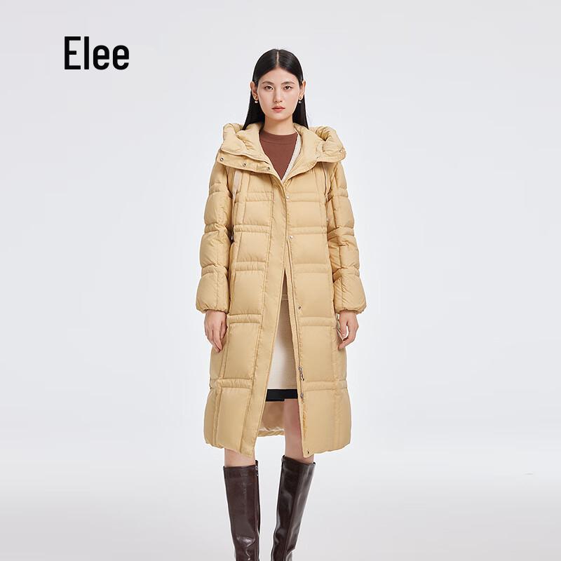

ELLE AI Women s Long Hooded 90% Duck Down Puffer Jacket M
