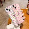 Girl Pink Bow Strawberry for iPhone12 Small Fresh Women's 15/16prox Transparent Shell 17p Soft Shell
