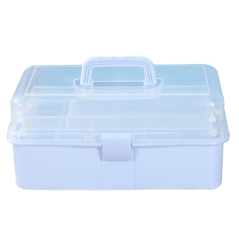 Scatola portaoggetti portatile pieghevole a tre strati, cassetta degli attrezzi per ferramenta di grande capacità, scatola per unghie, scatola portaoggetti per articoli di cancelleria e accessori artistici