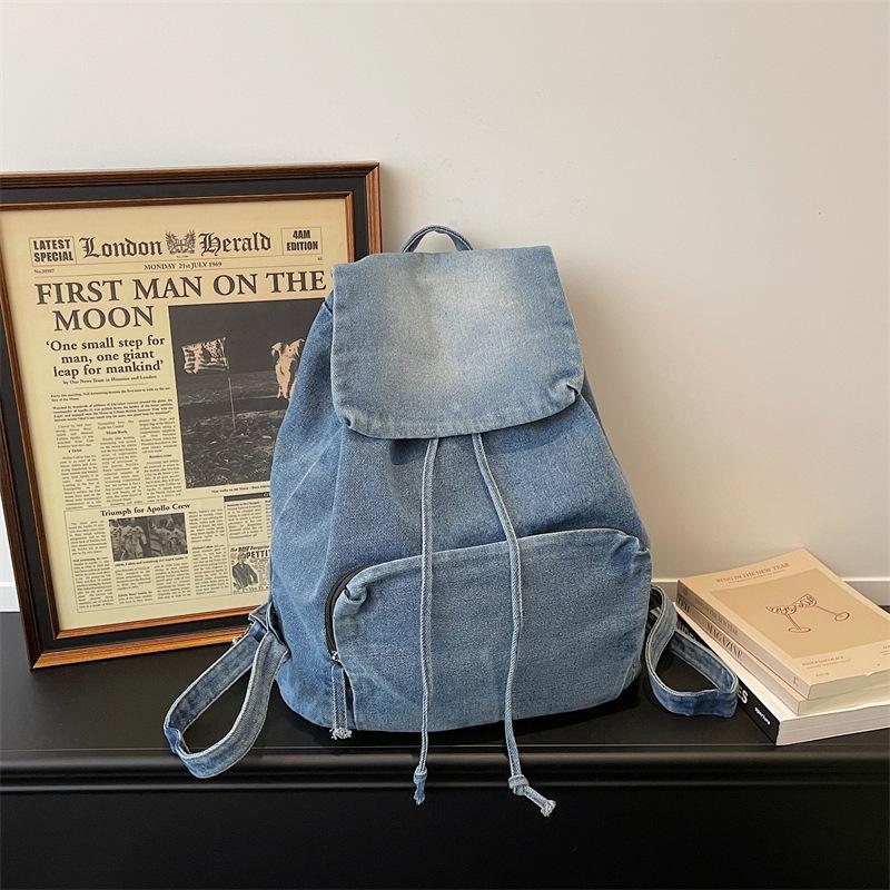 Schultasche Retro Denim Rucksack Damen Neu Große Kapazität Canvas Rucksack Schüler Schultasche Einfach Persönlichkeit Große Tasche