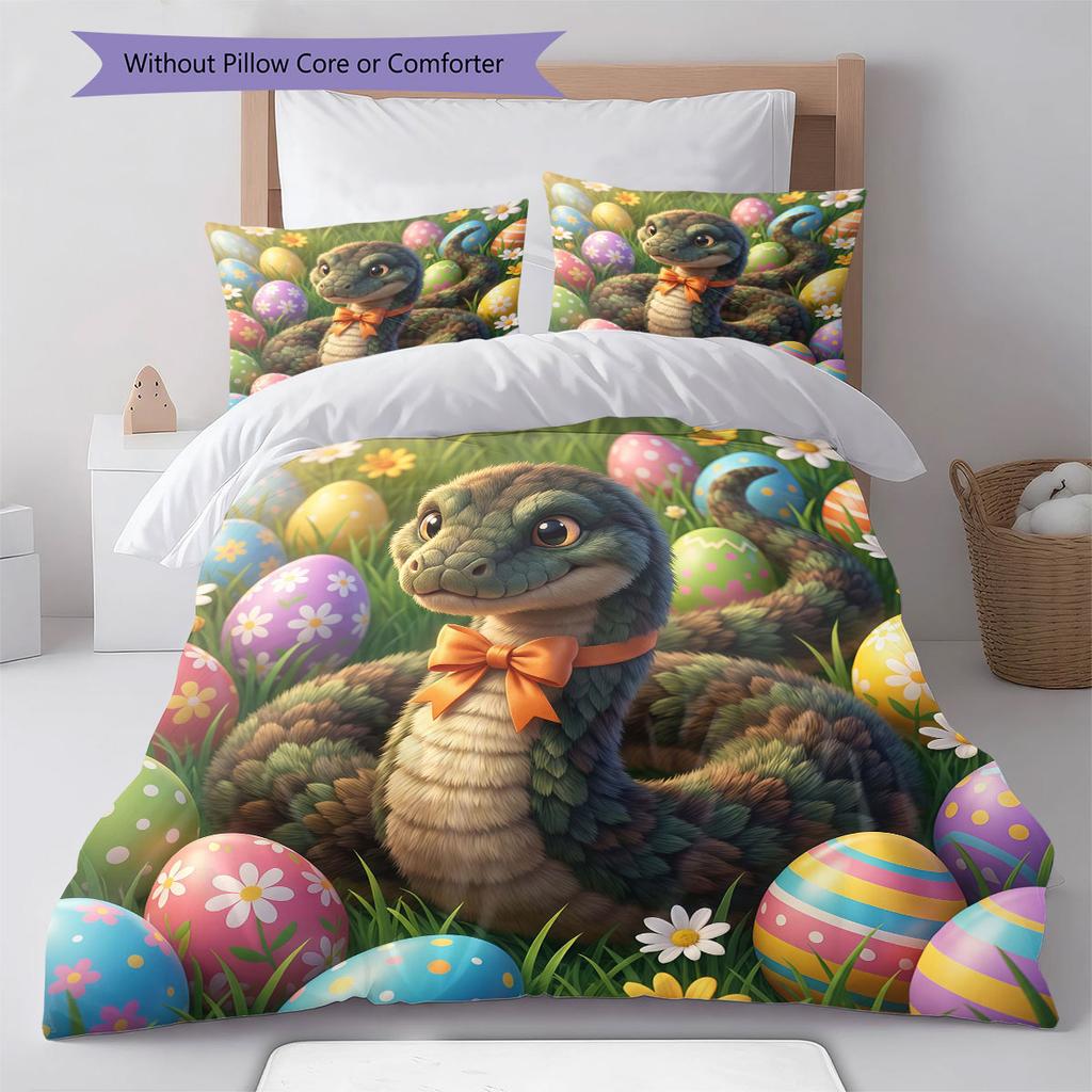 Magical Easter Egg Pattern Bedding Quilt Set Quilt Cover Pillowcase Home Decoration Birthday Gift (1 * Duvet Cover + 2 * Pillowcase, Without Core)