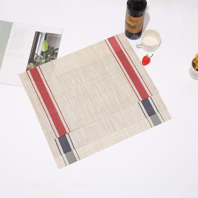 Double Stripe New Chinese Style Simplicity Western Food Mats Imitation Linen Dining Table Mat Hotels Home Bowl Pads