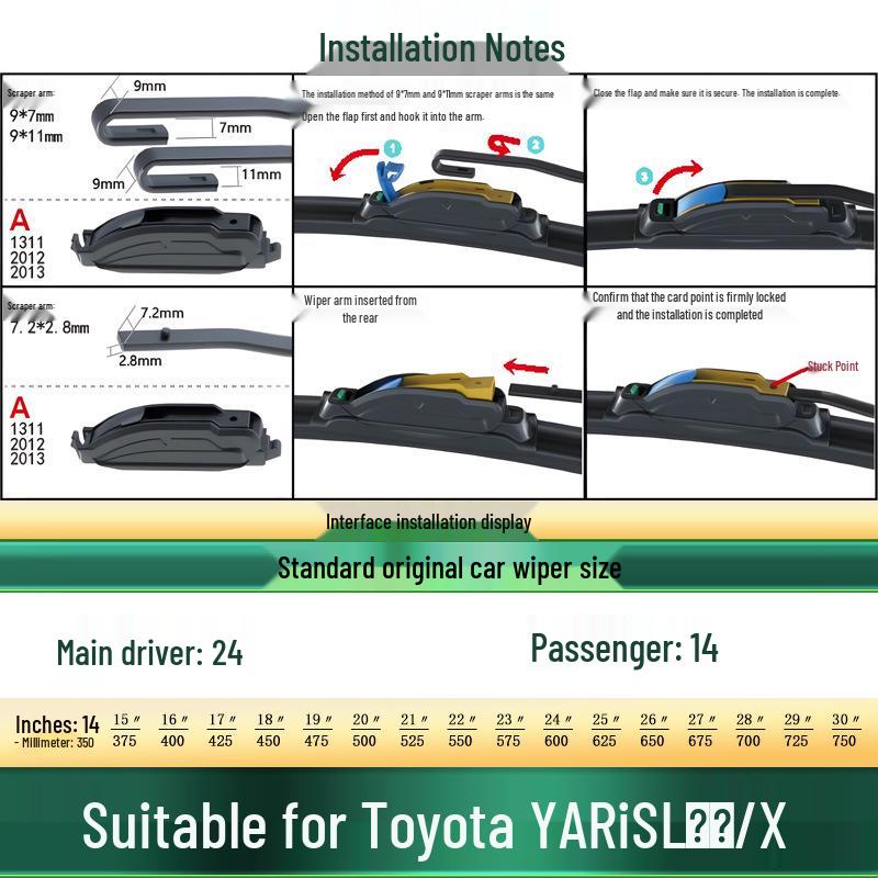 Toyota YARiS L Zhixuan/X Frameless Silent Wiper Blade