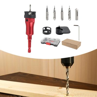 Counter Sink Drill Bit for Woodworking Electric with Storage Case Adjustable Depth Stop