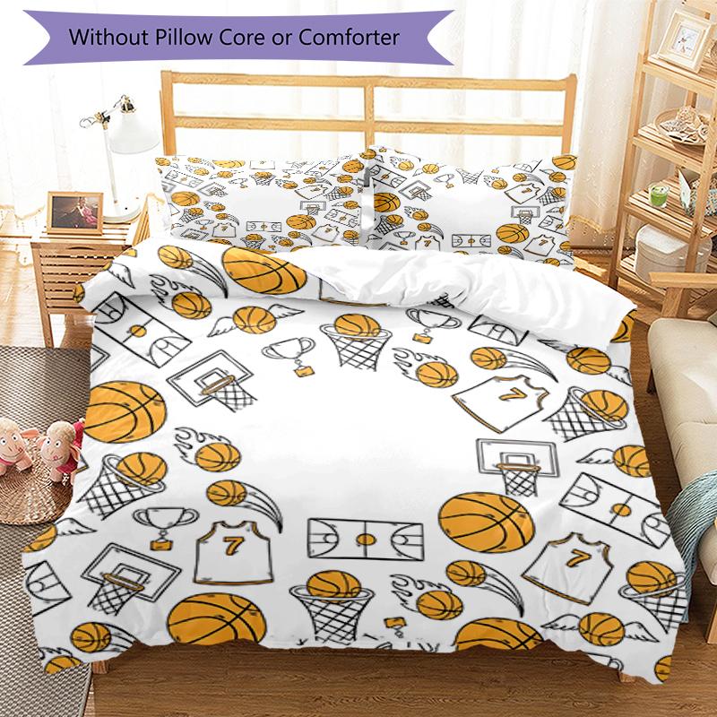 3pcs Basketball Bedding Set Duvet Cover Closure Includes 1 Duvet Cover & 2 Pillowcases, Soft and Comfortable for All Seasons.