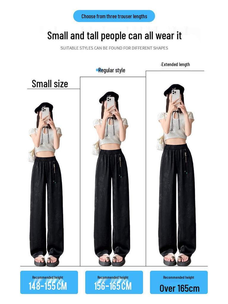 Damen Sommer Jacquard Satin Eis Seide Weitbein Hose