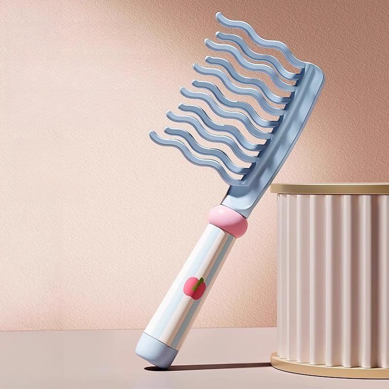 Double-row wavy-tooth curling comb with handle for volumizing and styling hair; portable salon curling comb for home use.