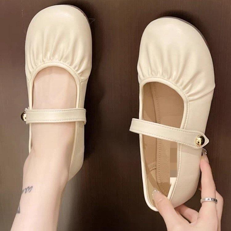 Women's low-cut flats, 2026 summer new one-strap Mary Jane shoes, soft soles with skirts, small leather shoes, grandma shoes