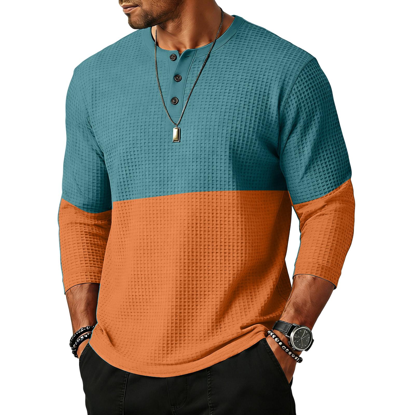 

Men s Sports Leisure Waverg Three Pieces Buckle Seven Points Sleeve T-Shirt L