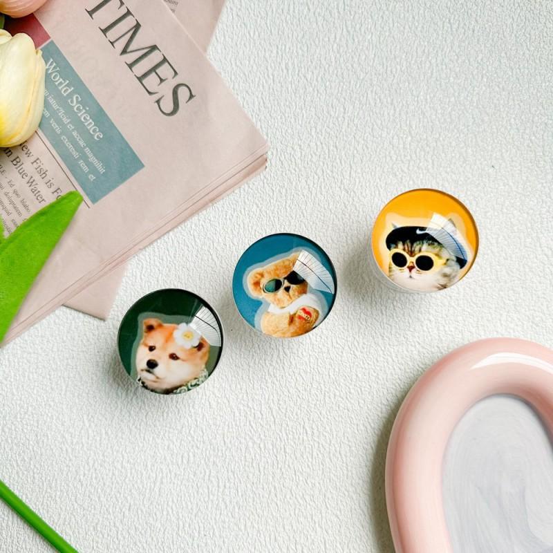 Mobile Phone Airbag Desktop Stand With Back Sticker Retractable Sunglasses Cool Little Bear Puppy Online Class Drama Support