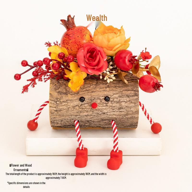 

Ying Firewood Day Decoration: New Year Wealth Flowers Arrangement with Hanging Doll