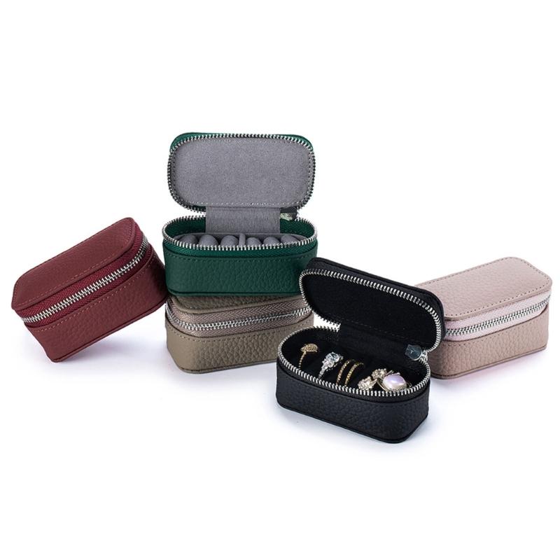 PU Leather Miniature Jewelry Storage Case Portable Design Travel Organiser For Earrings Rings And Necklaces