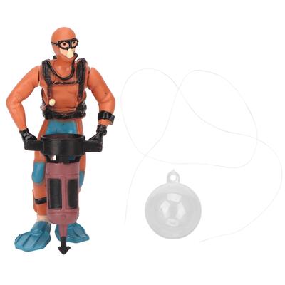 Fish Tank Diver Ornaments Safe Resin Adjustable Position Aquarium Floating Diver Decor with Floating Ball
