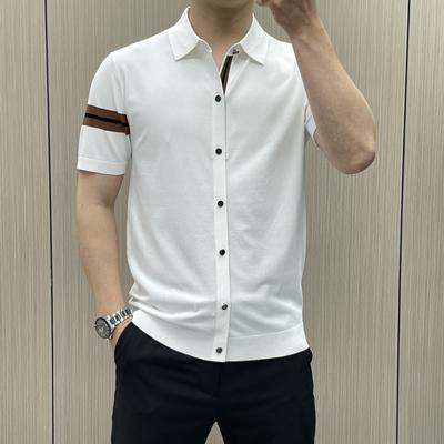 Summer Trend Light Business Fashion Men's Short-sleeved Lapel T-shirt Thin Knitted Polo Shirt Yilite Is Cool and Breathable