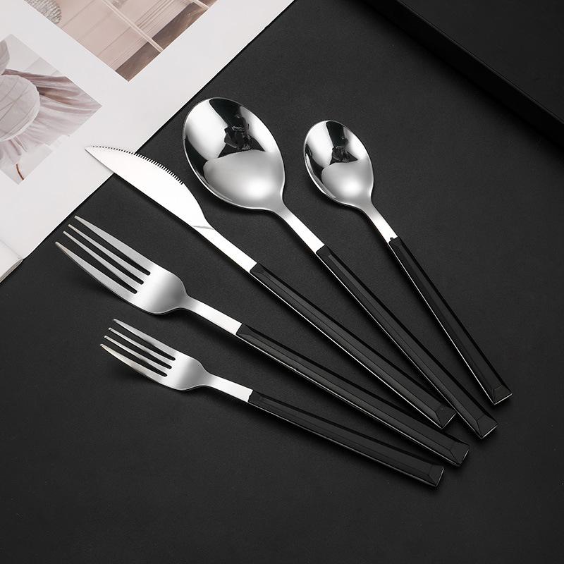 Ensemble de 5 pièces de couverts japonais en acier inoxydable Or Argent Vaisselle Couverts Cuillères Couteau Fourchette de table Cuillères à café Ustensiles de cuisine