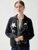 Jacquard Cashmere Cardigan - Women's Lapel Star Print Color Block Jacket (Autumn/Winter 2026)