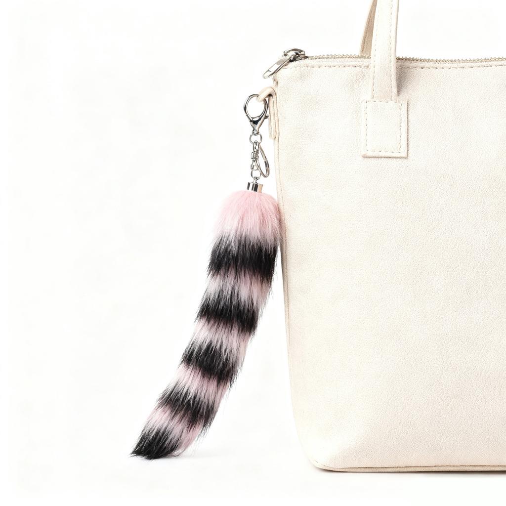 Adorable Foxes Tail Keychain Set Sturdy Ring Closure Soft Material Stylish Decoration For Keys Purses Or Backpacks