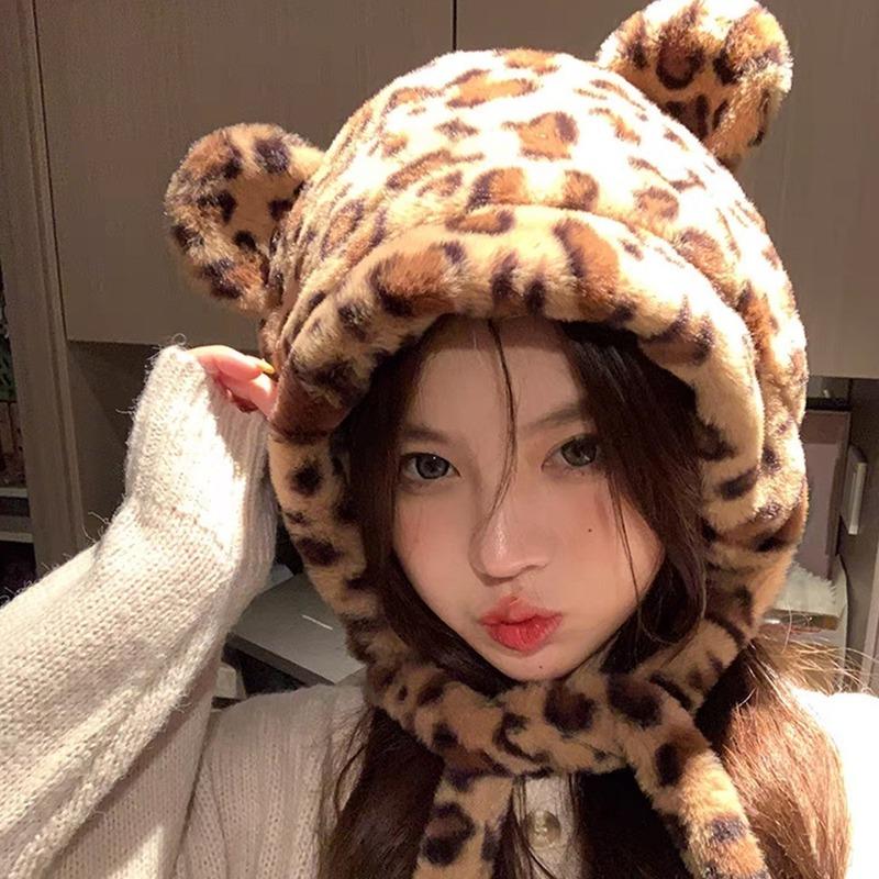 Funny Fashion Winter Hat Ear Protection Furly Cartoon Hat Soft Cute Bucket Hat Women