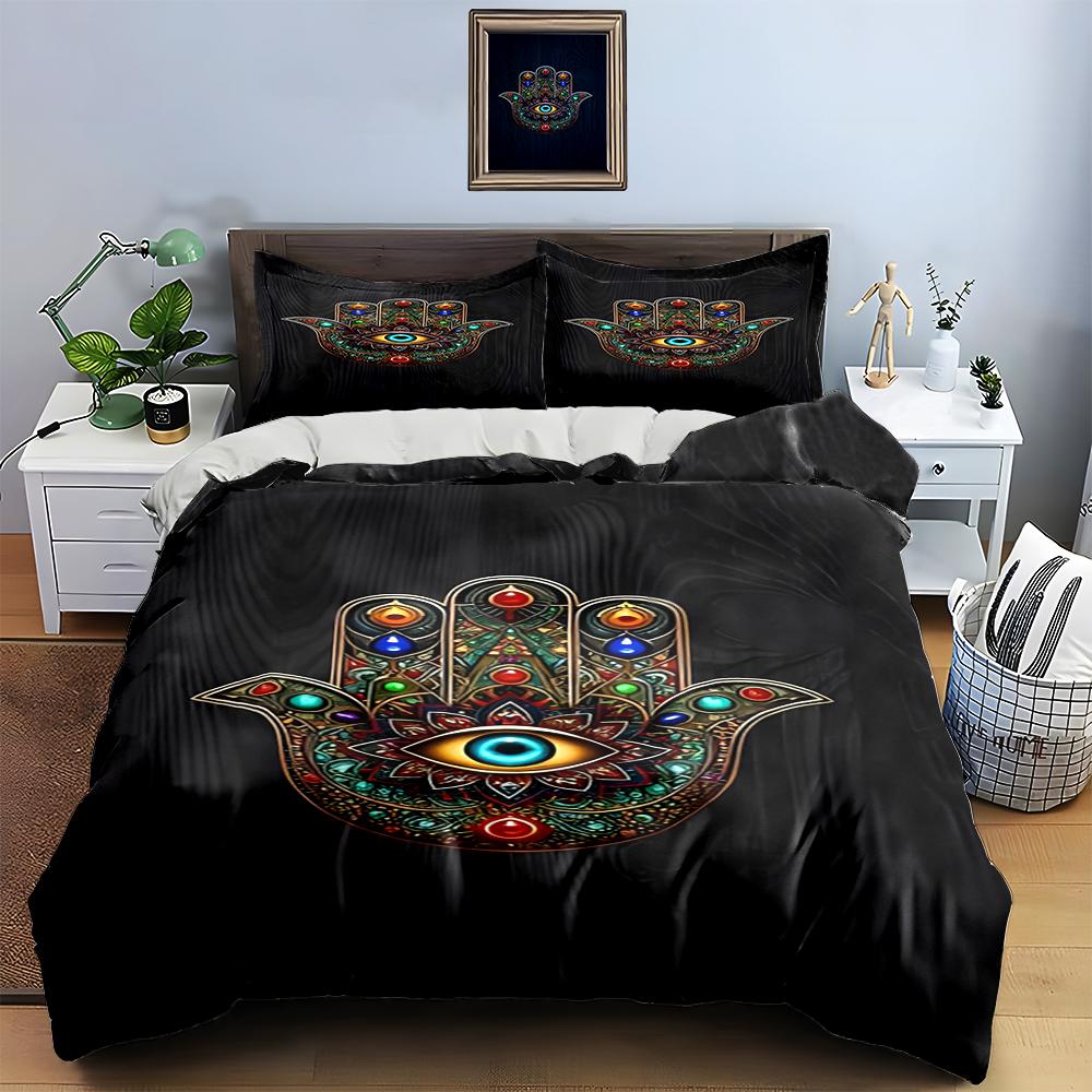 Mandala Hand Motif. Bedding Duvet Cover Sets Duvet Covers Pillowcases Gifts (1 * Duvet Cover 2 * Pillowcases, Without Duvet Insert)