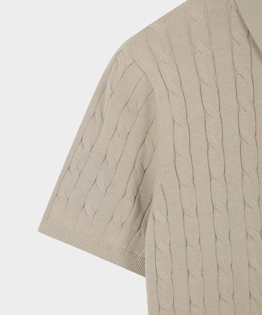 BROOKS BROTHERS Cotton Cable Polo Short Sleeve Sweater (Beige) (Bbwtmog204)