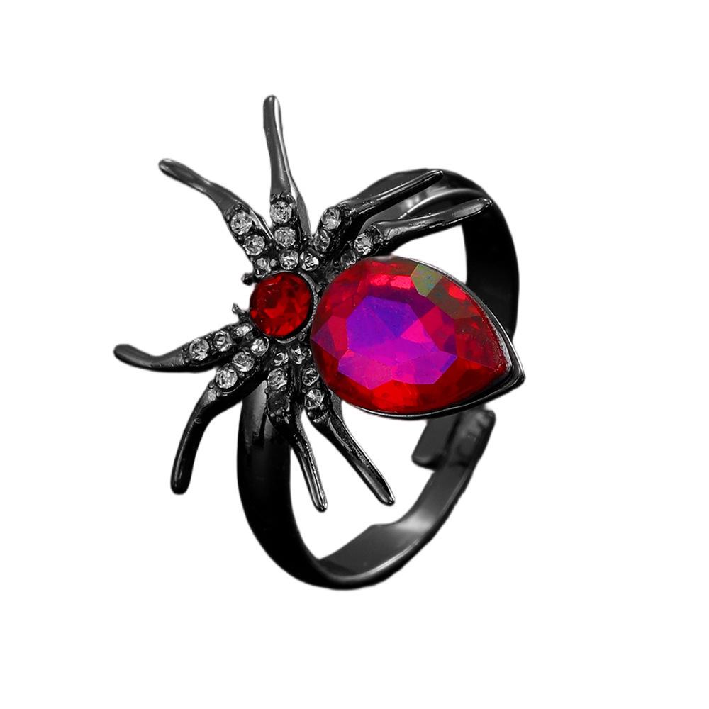 Dunkler Gothic Spinnenring für Damen: Einzigartiges offenes Design für Halloween und Festivals