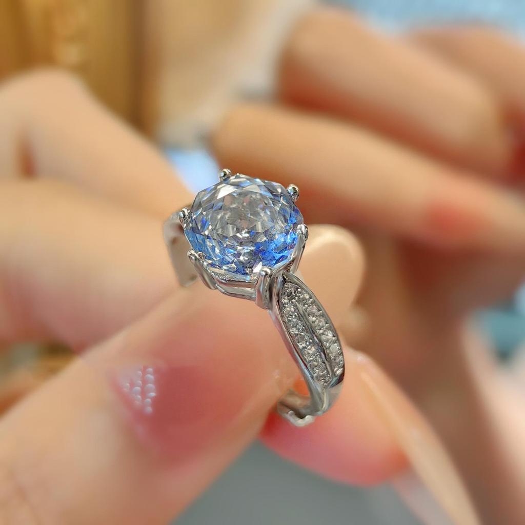 Elegant Blue Tanzanite Octagonal Pendant Set with Rose Cut Diamonds and Stud Earrings for Women