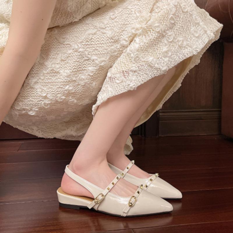 Výklenek Temperament Jednoduché Boty Špičaté Vysoké Podpatky Univerzální Baotou Dámské Boty Vzadu Prázdné Sandály s Páskem přes Kotník