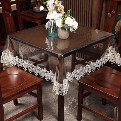 Pvc Tablecloth Waterproof And Oil-Proof Leave-In Lace Decorative Household Soft Glass Transparent Tablecloth
