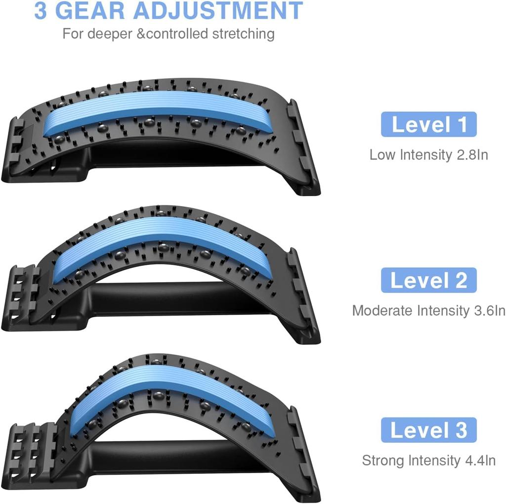 Rückenstrecker zur Linderung von Rückenschmerzen, mehrstufiges Rückenknackbrett, Unterstützung für unteren und oberen Rücken bei Bandscheibenvorfall