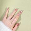 Champagne Gold Cat Eye Press-on Nails: Minimalist High-End Style with Fine Glitter for 2026