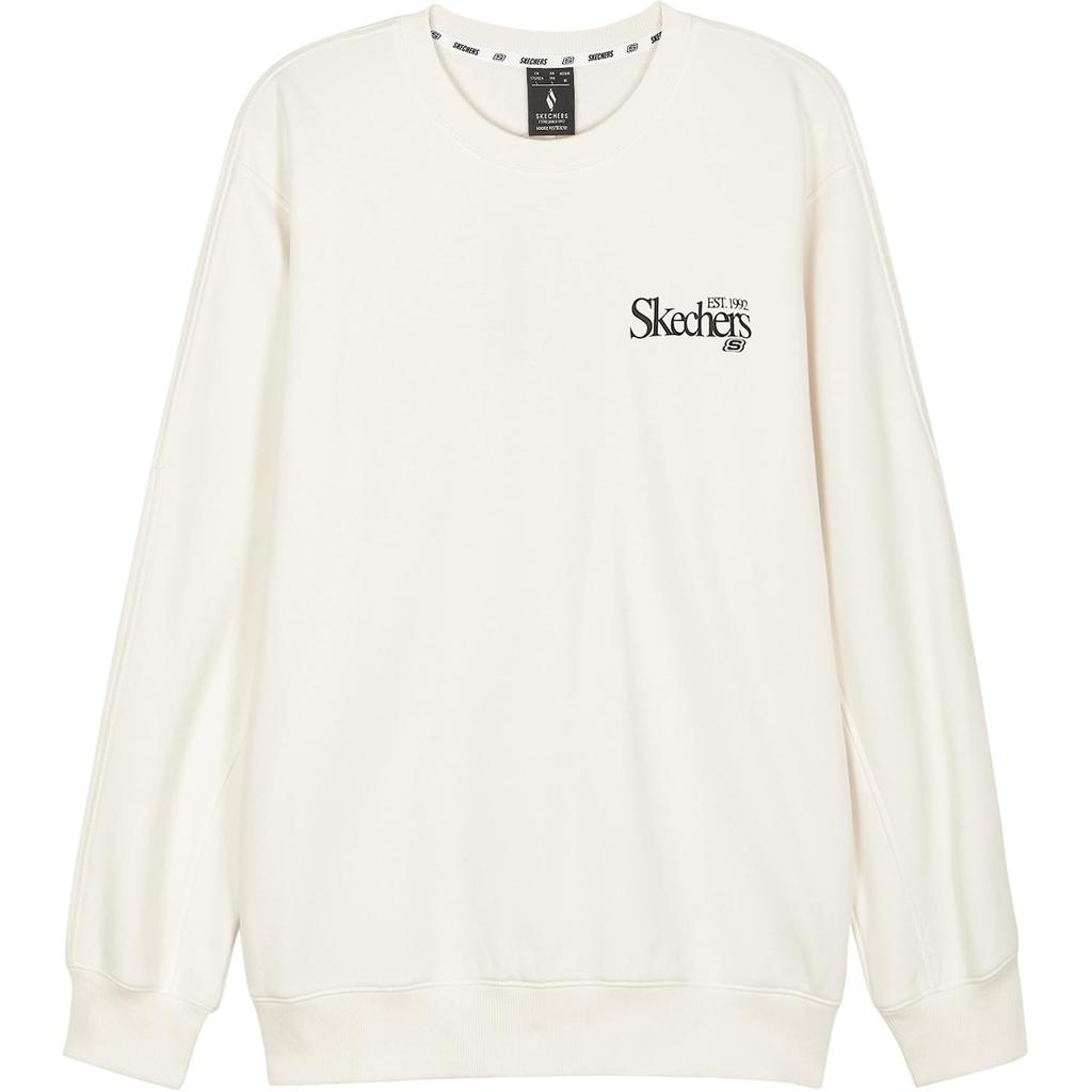 Skechers Logo Print Outdoor Casual Sports Crew Neck Pullover Sweatshirt Unisex sweatshirt Off-White L324U109-0074