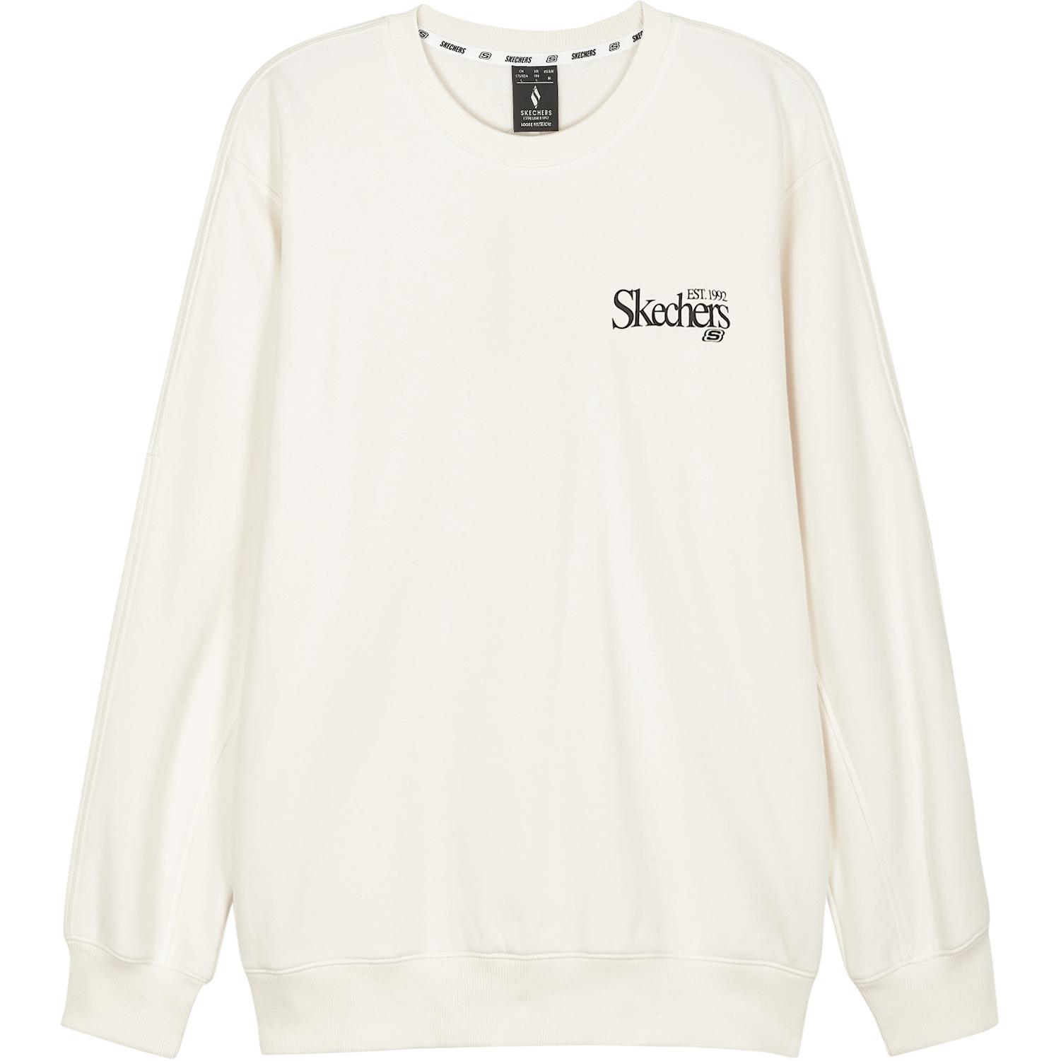 Skechers Logo Print Outdoor Casual Sports Crew Neck Pullover Sweatshirt Unisex sweatshirt Off-White L324U109-0074 XS