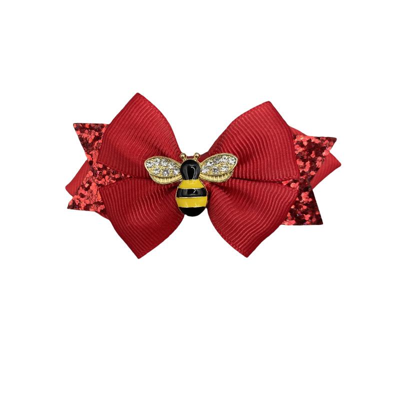 

Children s Bow Hair Clip with Rhinestone Bee Design - Bestseller Girls Headdress розы красного