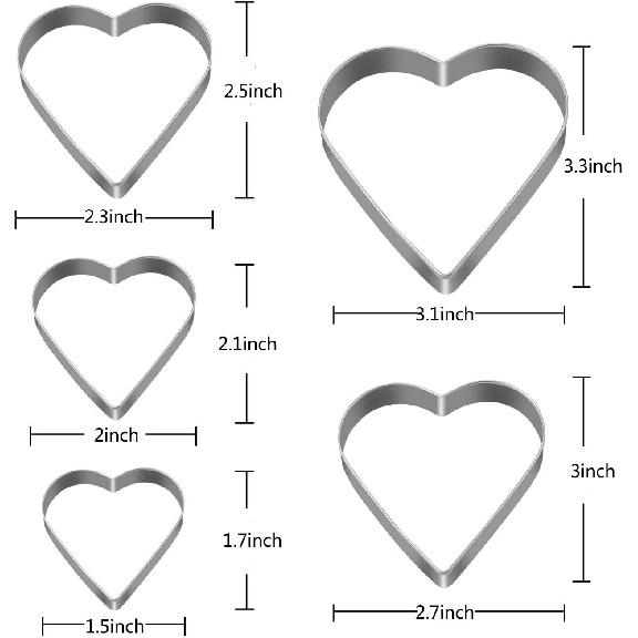 Heart Star Cookie Cutters Set, Valentine’s Day Heart Shaped Biscuit Cutters Stainless Steel Pastry Donuts Cutters with Storage Box