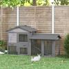 Outdoor Wooden Rabbit Hutch with House, Open Enclosed Space and Roof 147x54x84cm