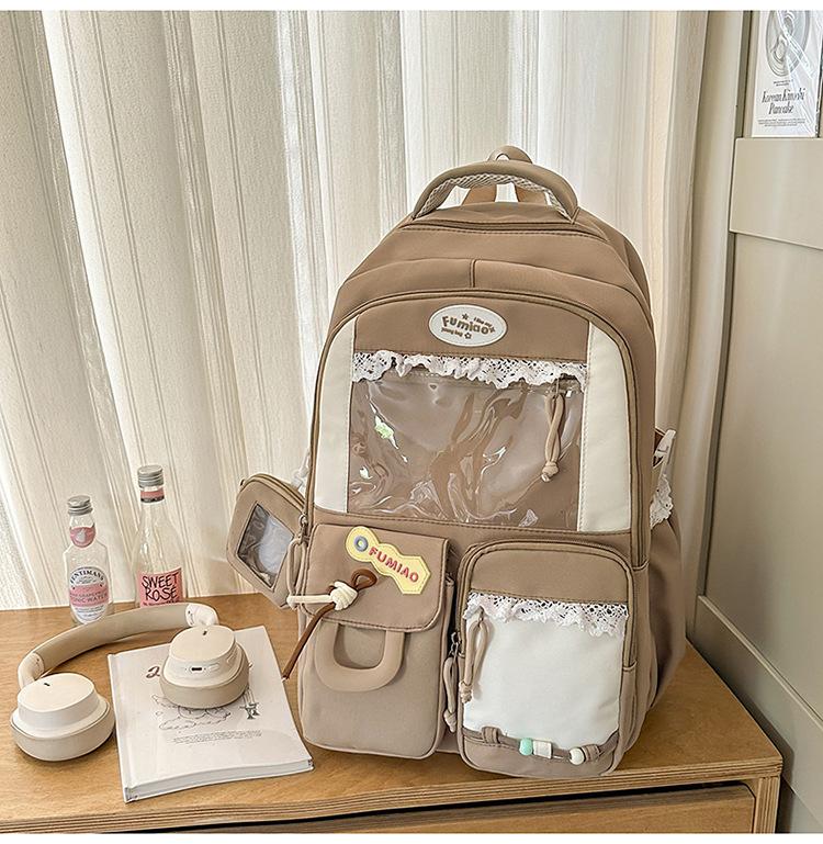 School bag, high value, large capacity, transparent and cute, junior high school student computer backpack, high school student backpack tide