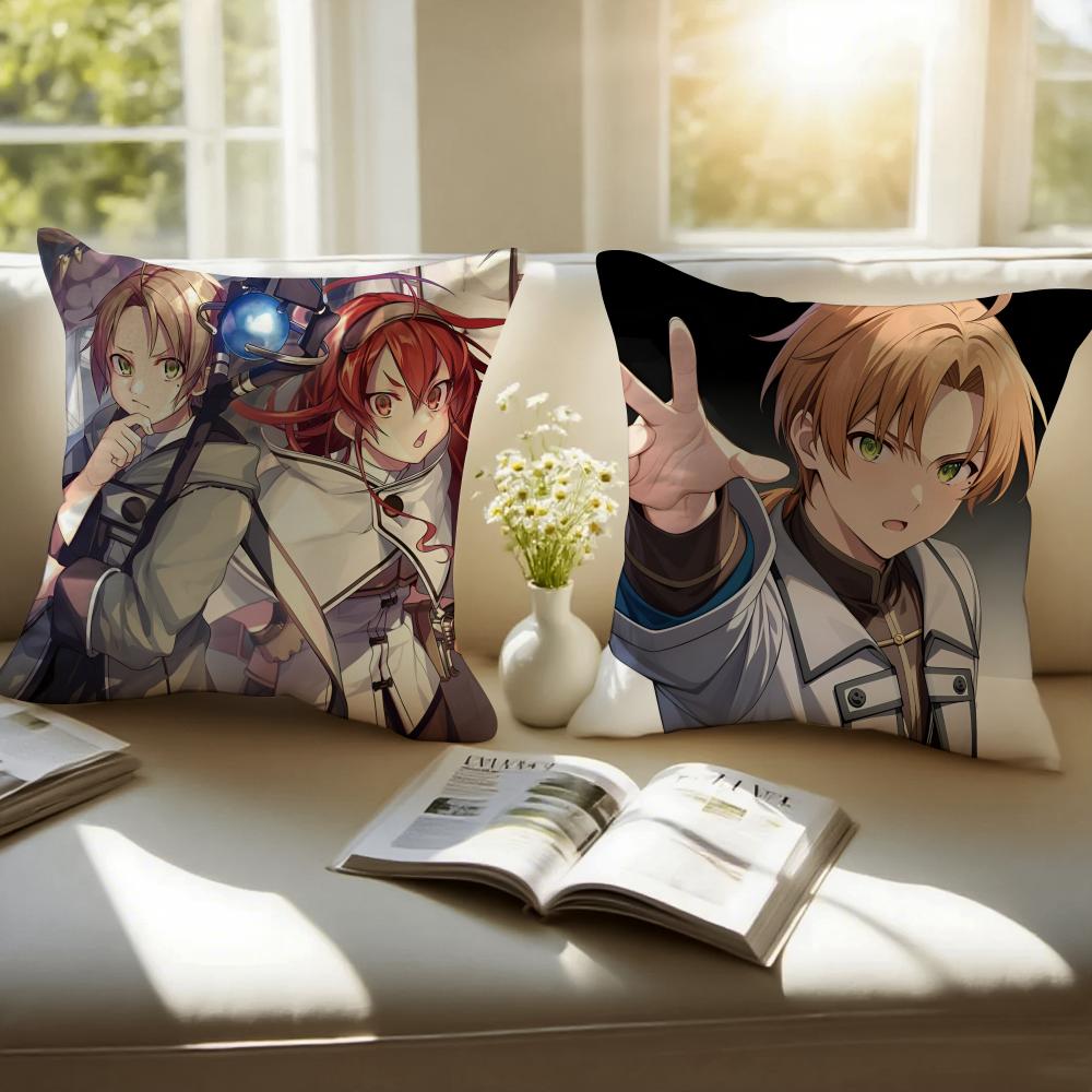 Anime M-Mushoku Tensei Pillow Case Anti-dustmite Pillowcase Invisible zipper silky short plush Sofa cushion cover