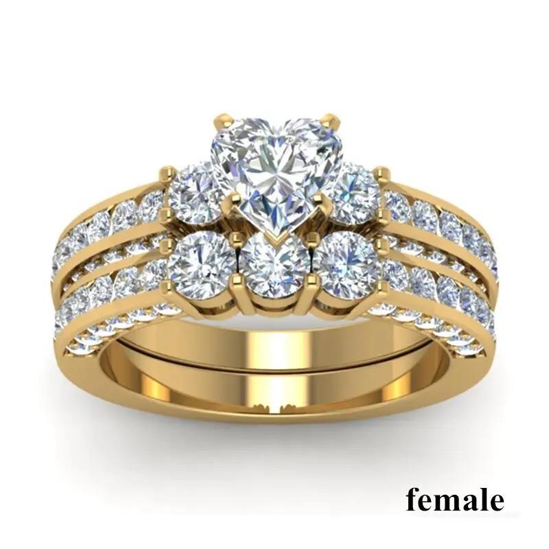 Inele de Cuplu Pentru Femei Inimă Strasuri Inele cu Zirconiu Set Inel Simplu CZ Oțel Inoxidabil Bărbați Bijuterii de Nuntă Pentru Iubit Cadouri