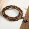 Handmade 108-Bead Golden Silk Sandalwood Bracelet, 6/8/10mm, Retro New Chinese Ethnic Unisex Jewelry, Travel Souvenir