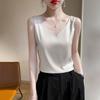 Simulation Silk Sling Vest, Women's Inner Suit, Black and White Bottomed Satin, Mulberry Silk Acetic Acid Top, Summer V-neck