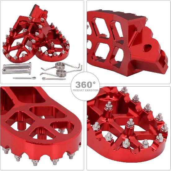 Dirt Bike Fußrasten, Motorrad Fußrasten Breitere Fußrasten Rastpedal CNC für CRF 110 CRF110F 2013-2023 CRF125F 2014-2023 Rot