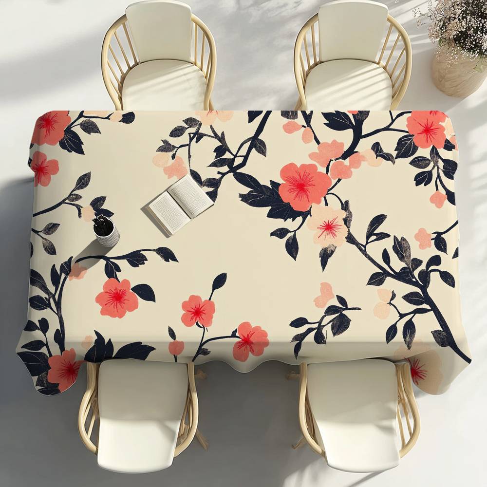 Flowers Pattern Floral Table Cloth Party Decor Dining Room Home Kitchen Patios Waterproof Stain-Proof Table Cloth