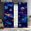 2pc    Window Drapes Outer Space Durable Polyester  Without Electricity Holiday Decorations Perfect for Carnival Decor